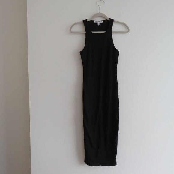 GOOD AMERICAN The Body Sculpted Midi Dress Black Minimalist Bodycon Size 0 / XS - Picture 2 of 12